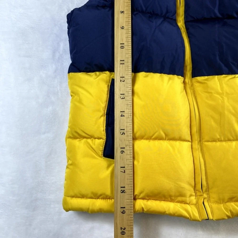 Janie and Jack Puffer Vest Kid Size 7-8 Blue Yellow Fleece Lined‎ Warm Thick